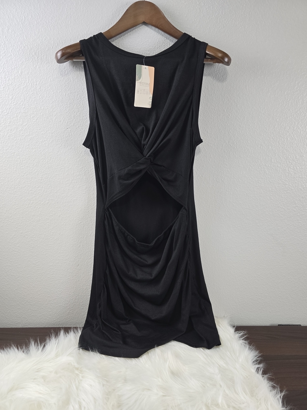 Black Twist-Front Sleeveless Dress